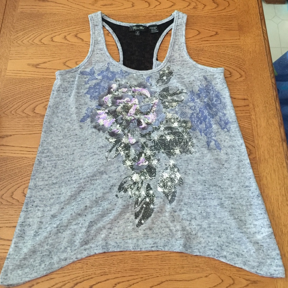 COPY - Miss Me Baby Blue Tank w Black Lace Razor …
